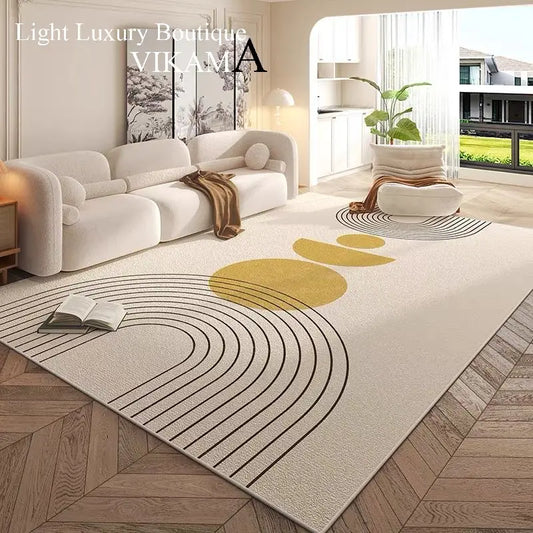 VIKAMA Cream Style Carpet, Living Room Superior Home Decoration, Easy Care Non-Slip Mat.