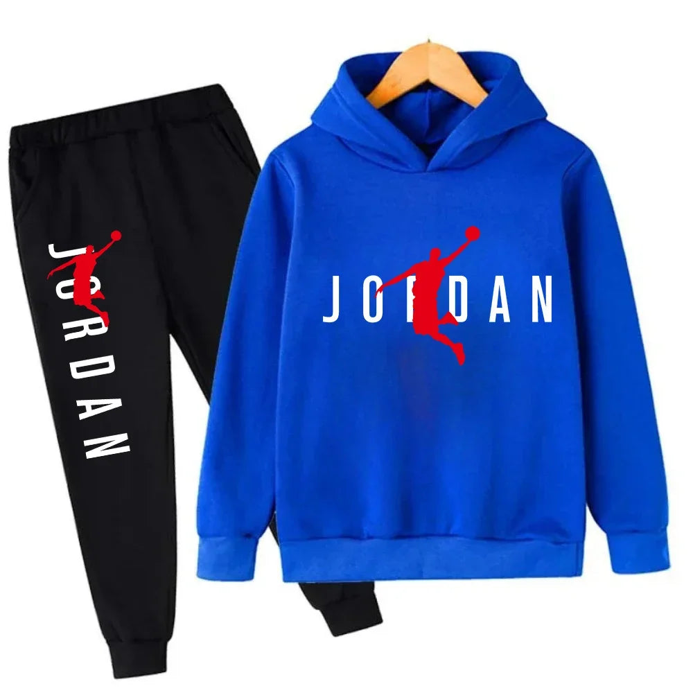 Warm Slam Dunk Master Pattern Printed Children Set, Hoodie+Pant Suit 2pcs Set.