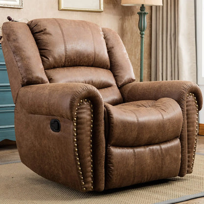 Leather Manual  Recliner Chair with Comfortable Arms and Back