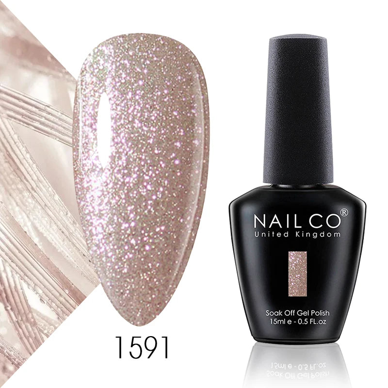 NAILCO 15ml Color Gel Nail Polish Soak Off, Hybrid Varnishes Manicure, UV&LED Nail Gel Semi Permanent Lacquer Base Top Coat.