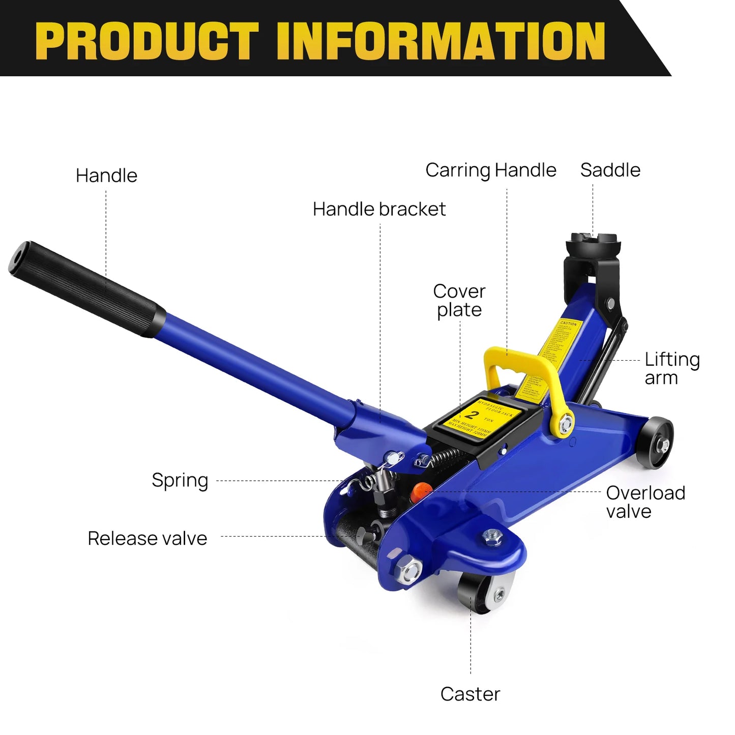 Hydraulic Trolley Floor Jack, Heavy Duty 2 Ton Low Profile Lifting for Car Van.