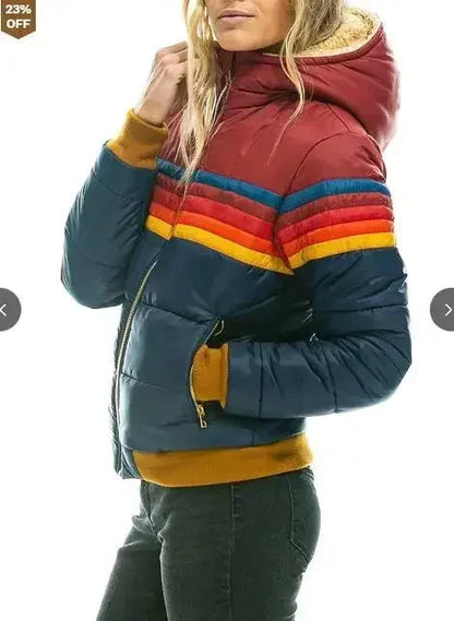 Women's Casual Winter Coat, national aviator  woman Pullover  Rainbow Printed