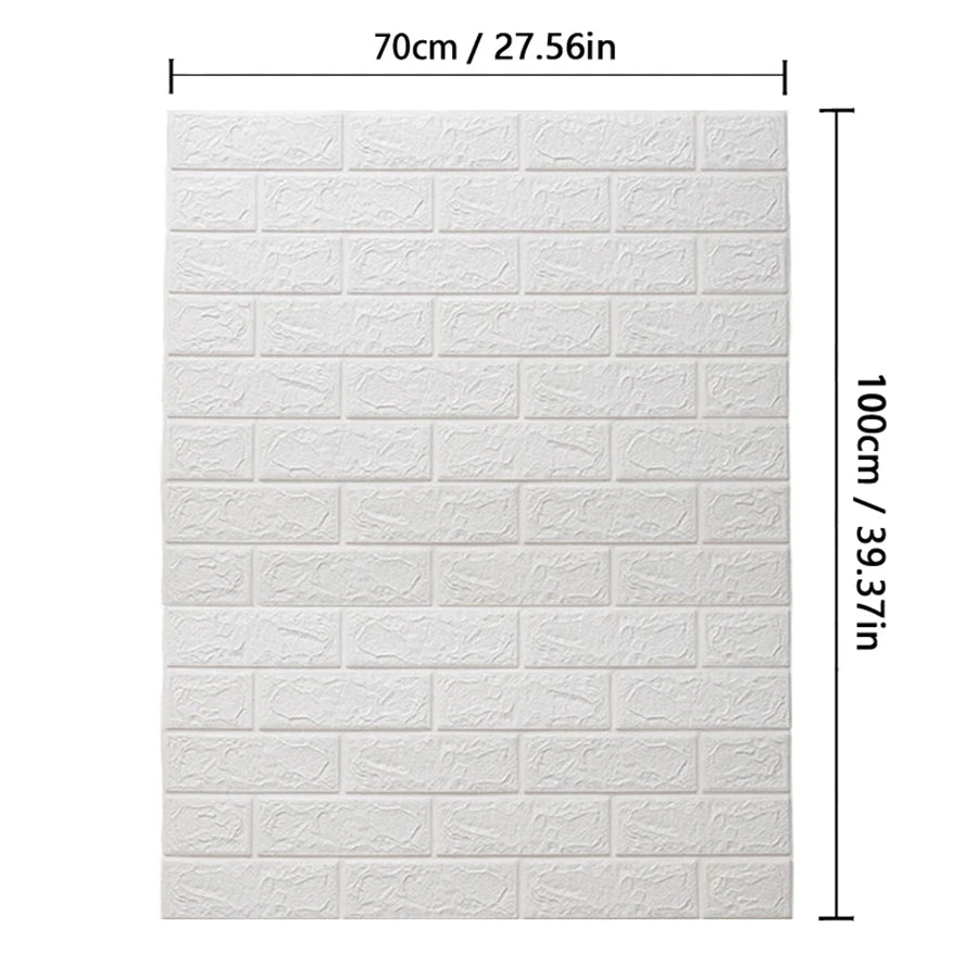 3D Self-Adhesive Wallpaper, 70cm*1/5/10m , Waterproof Brick Wall,  Living Room, Bedroom, Children's Room Home Decor