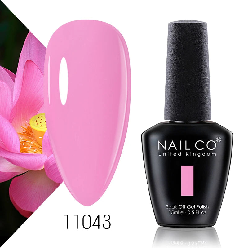 NAILCO 15ml Color Gel Nail Polish Soak Off, Hybrid Varnishes Manicure, UV&LED Nail Gel Semi Permanent Lacquer Base Top Coat.