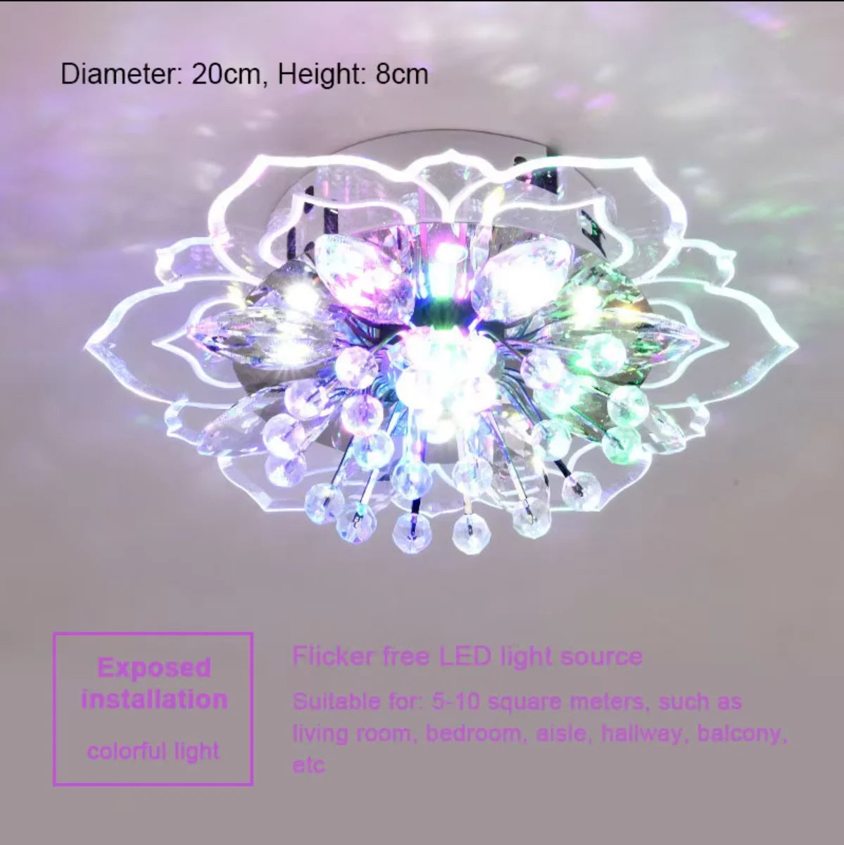 Creative LED Ceiling Light Crystal Flower Chandelier, Bedroom, Hallway ,Living Room, Pendant Lamp.