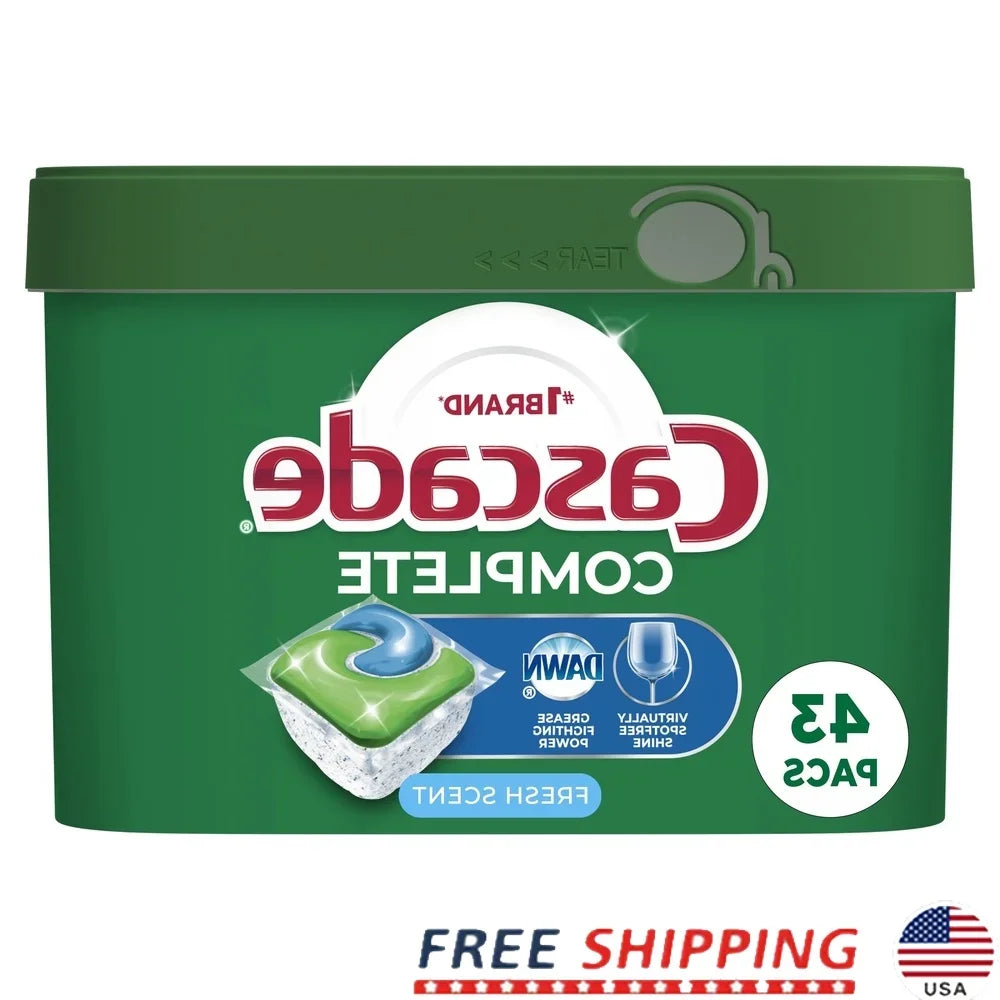 Complete Action Packs Dishwasher Detergent Pods, Fresh Scent 43 Count.