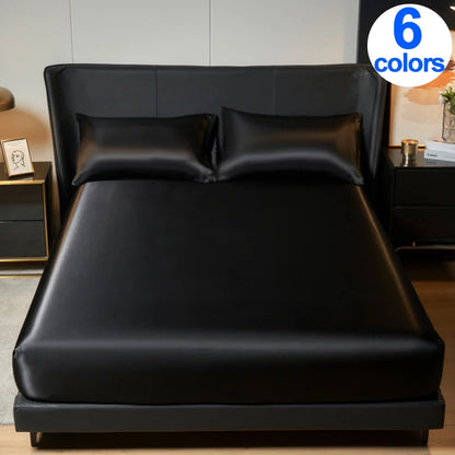 Elegant Satin Fitted Bed Sheet- Luxurious 35cm Height, Universal King/Queen Size.