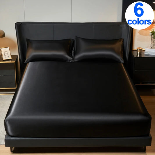 Elegant Satin Fitted Bed Sheet- Luxurious 35cm Height, Universal King/Queen Size.