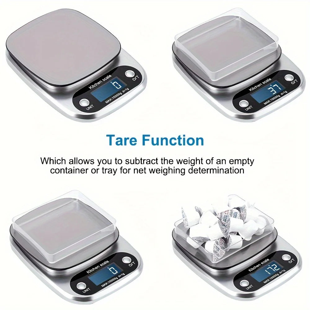 10kg/0.1g Precision Kitchen Scale for Baking, One-Touch Tare, LCD Display. Perfect for Cooking & Food Weighing.