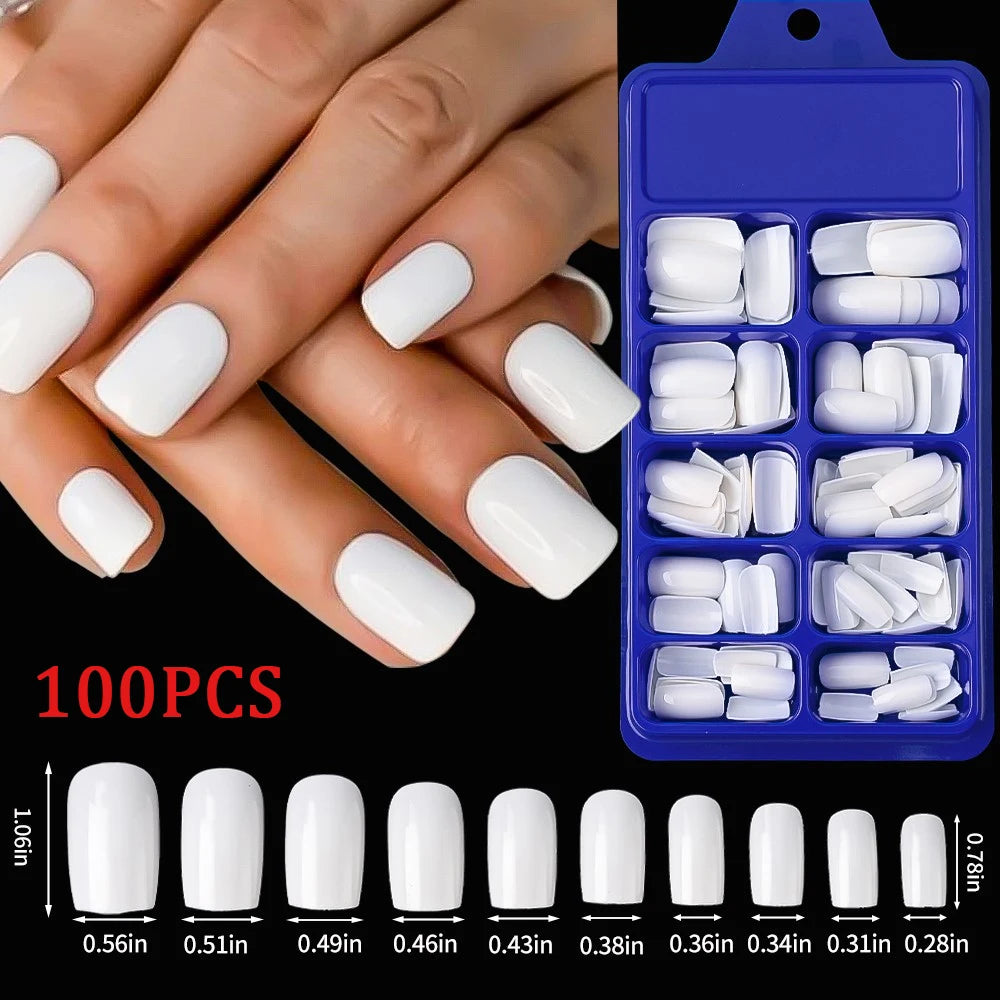 576pcs/Box Colorful Fake Nails Black Red Design, Oval Short Square Press On Mixed Full Cover Nail Tips.