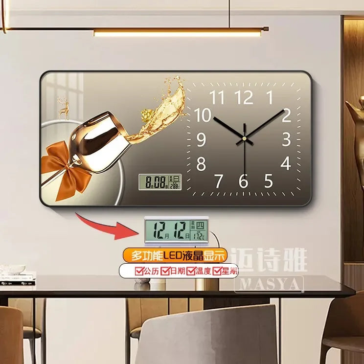 Digital Luxury Large Wall Clock, silent Timepiece,  Living Room Decorations!!