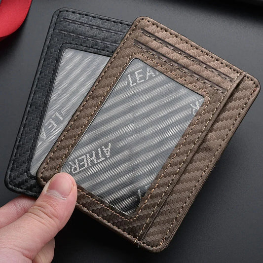 Billetera Delgada para Hombre Antirrobo RFID - Cuero PU Minimalista, Tarjetero Frontal para Identificación/Crédito, con Protección Mágica Antirrobo.