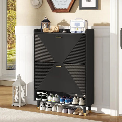 Shoe Cabinet for 24 Pairs, Fits Size 13,  Freestanding Shoe Rack.