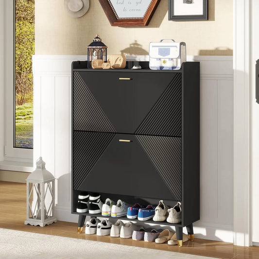 Shoe Cabinet for 24 Pairs, Fits Size 13,  Freestanding Shoe Rack.