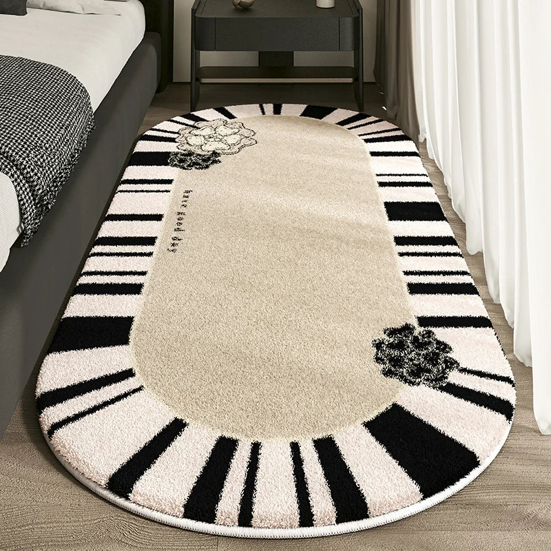 VIKAMA Flannel Fabric Carpet Oval-Shaped Anti-Slip Carpet High-End Texture.