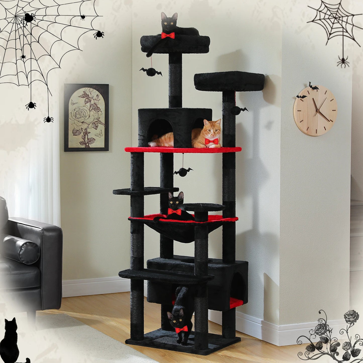 Cat Tree and Tower for Indoor Cats Scratching Posts  Hammock  Perches