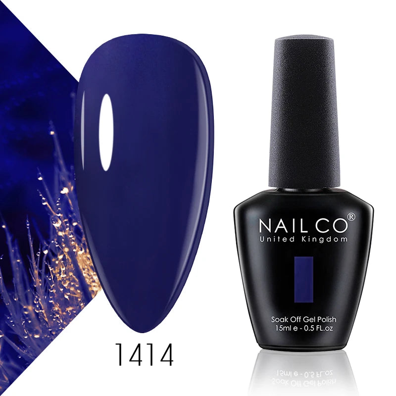NAILCO 15ml Color Gel Nail Polish Soak Off, Hybrid Varnishes Manicure, UV&LED Nail Gel Semi Permanent Lacquer Base Top Coat.