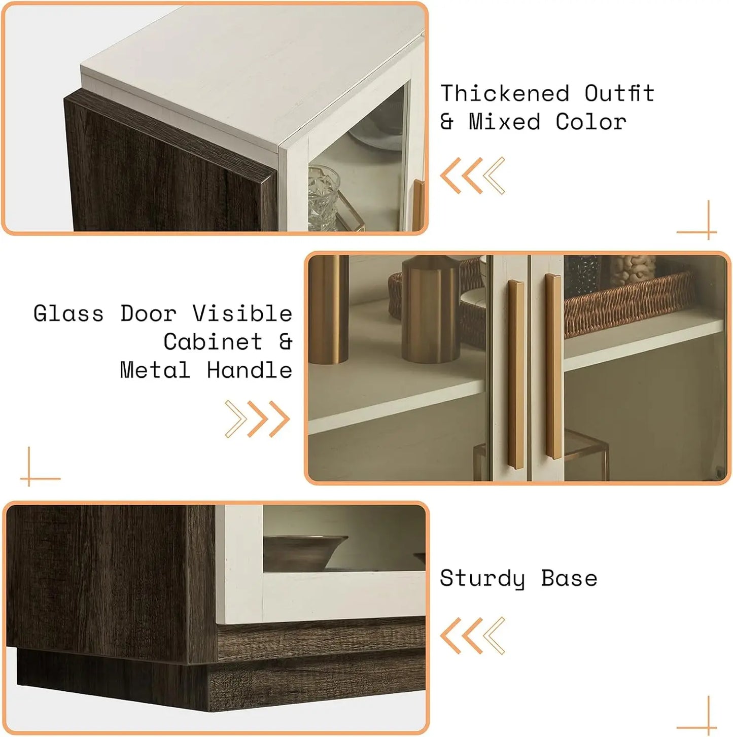 Sideboard Buffet Cabinet, Mixed Color Accent Cabinet.