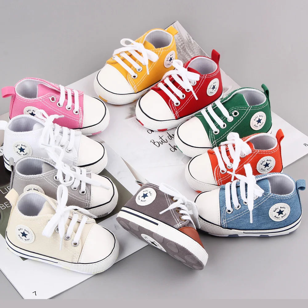 New Baby Shoes Boys Girls Classic Canvas Casual Sneakers, Spring Newborn First Walker Toddler, Non-Slip Walking Shoes.