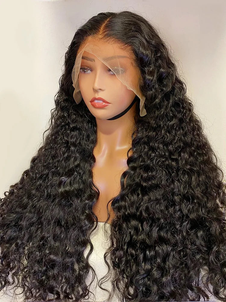 100% Human Hair 13x4 Deep Wave HD Lace Front Wig, 30 40 Inch Curly 13x6 Lace Frontal Wigs