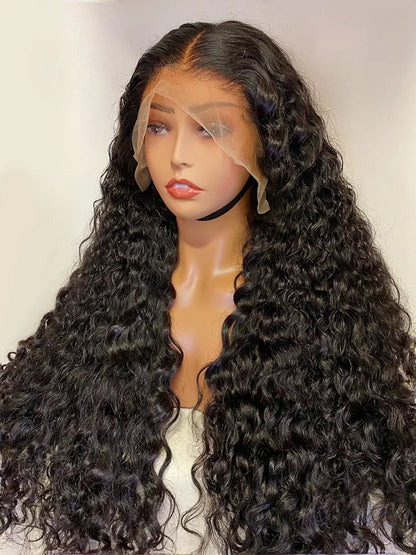 100% Human Hair 13x4 Deep Wave HD Lace Front Wig, 30 40 Inch Curly 13x6 Lace Frontal Wigs
