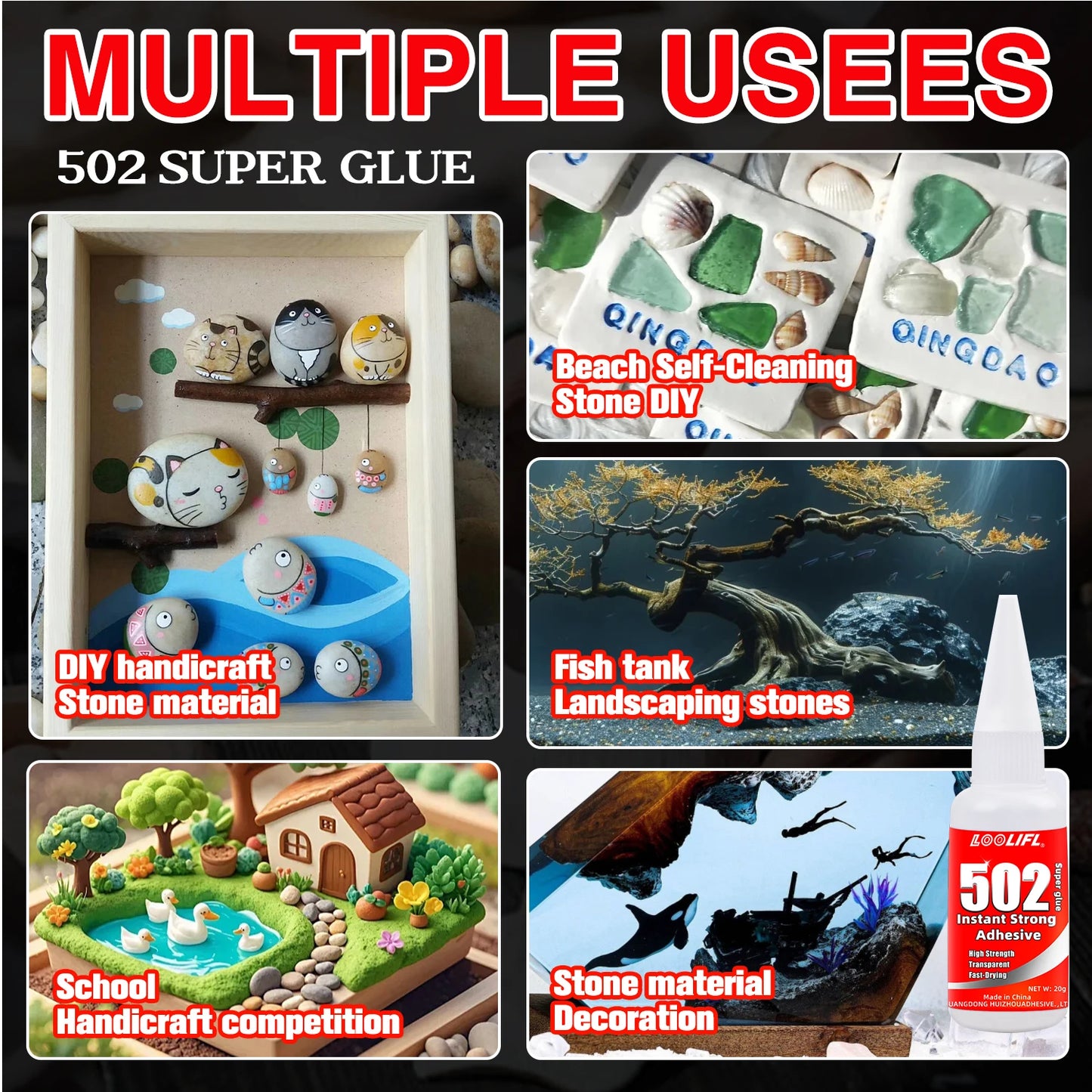 Hot Sell1-5pcs 502 Super Glue Instant Quick-drying  Adhesive, Leather, Rubber, Wood, Metal, Strong Bond Liquid Glue.