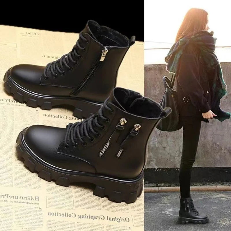 2025 New Style Fleece-Lined Autumn Winter High-Top Cotton Shoes.