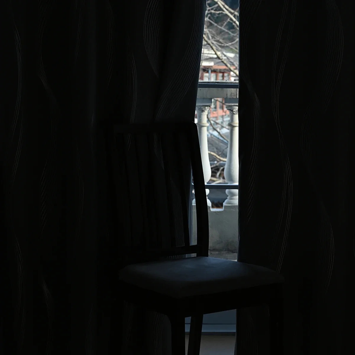 1pc/2pcs Wave and Marble 100% Blackout Curtains, Hot Stamping and Silver Curtains.