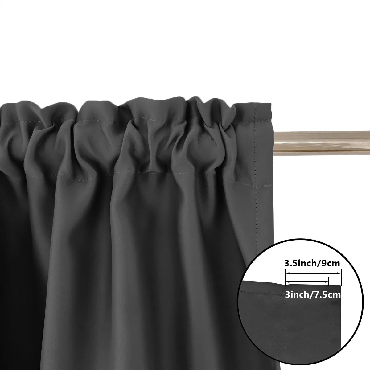 1PC, Valance Curtains Blackout Thermal Insulated Rod Pocket.