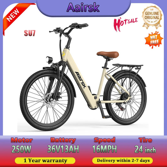 SU7 E-bike 250W Motor,36V13AH Commute Electric Bike, 24 inch Tire.