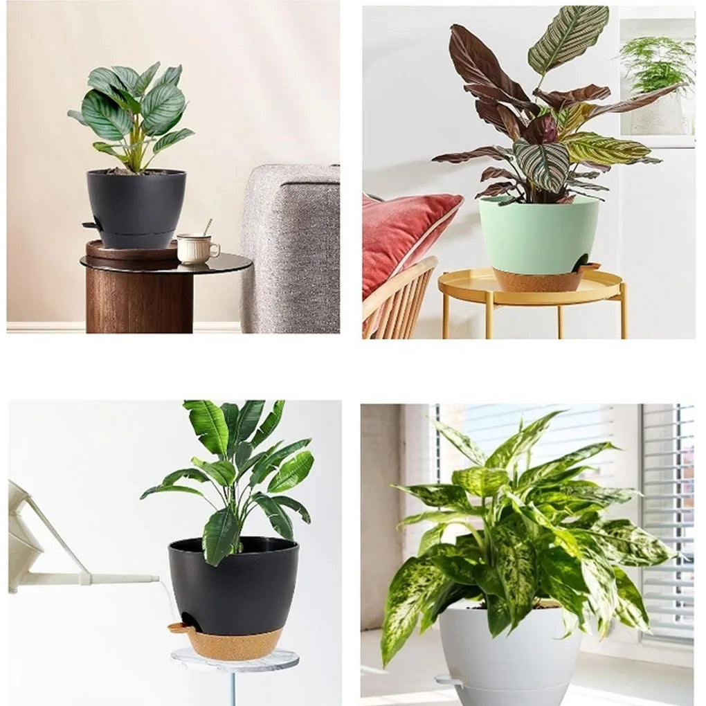5Pcs Self Watering Planters with Drainage, Large Flower Pot  Indoor Outdoor Plants