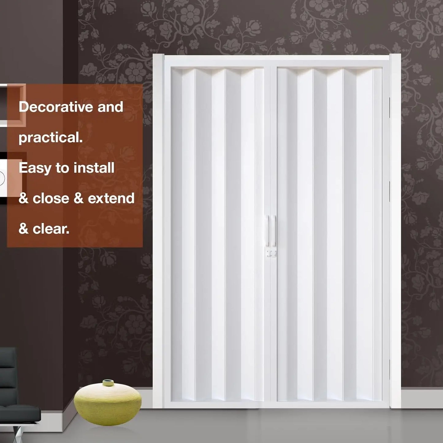 2025NEW Accordion Door 60x80, PVC Folding Door, Handle, Mounting Hardware.