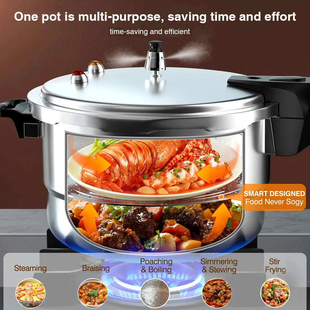 Aluminum Pressure Cooker with Steaming Plate, Aluminum Alloy Small Pressure Cooker for Gas & Induction Stove.