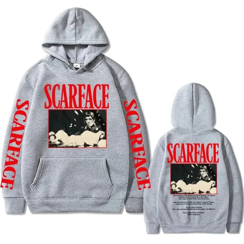 Vintage 90s Movie Scarface Tony Montana Hoodie Casual Pullover.