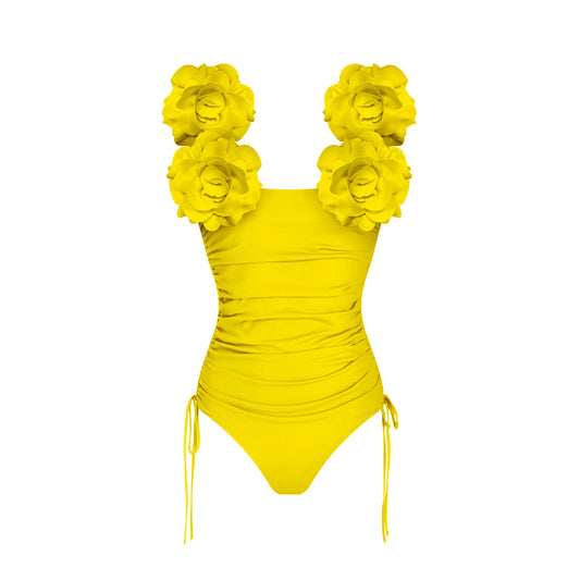 3D Flower Bikini Set  Low Waist Swimwear , Women Solid , Sexy Beach Wear Female.