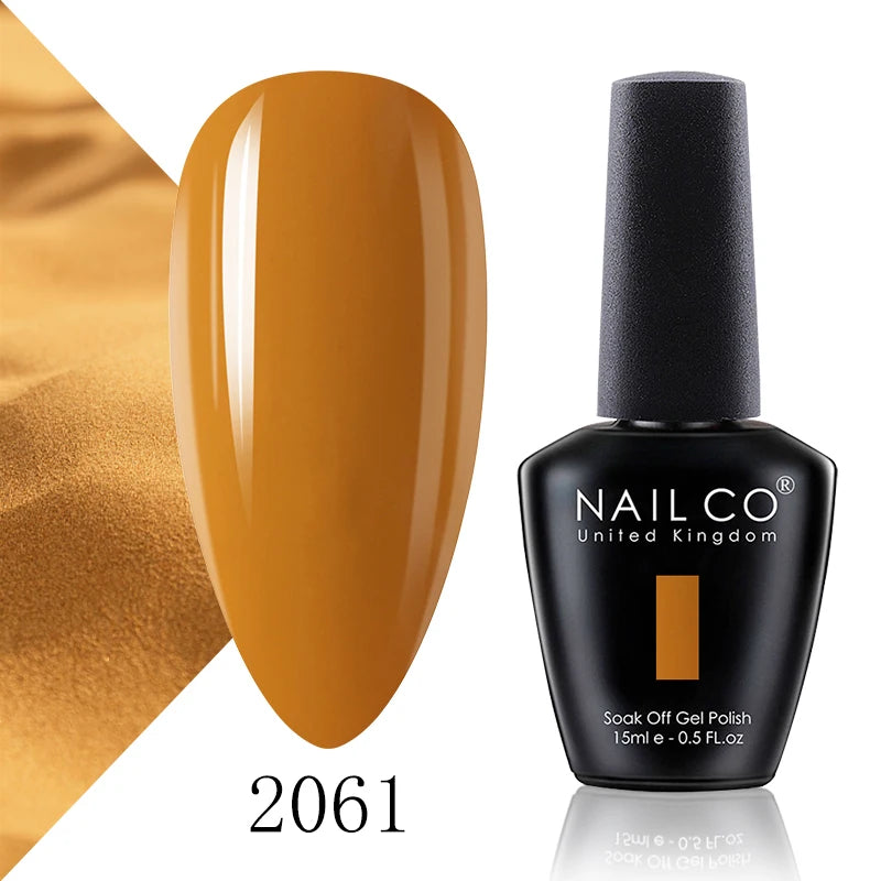 NAILCO 15ml Color Gel Nail Polish Soak Off, Hybrid Varnishes Manicure, UV&LED Nail Gel Semi Permanent Lacquer Base Top Coat.