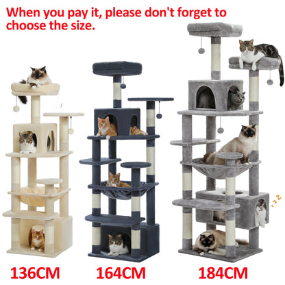 Cat Tree and Tower for Indoor Cats Scratching Posts  Hammock  Perches