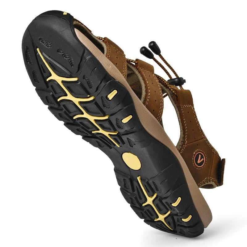 Summer Men Sandals Genuine Leather Casual Shoes Outdoor Beach Shoes Plus Size 38-48.