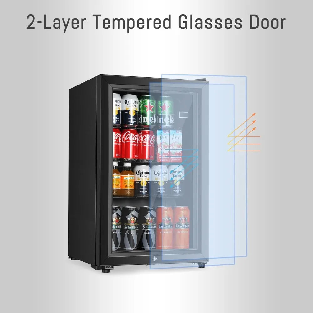 Freestanding Beverage Cooler For Office Double Glass Door
