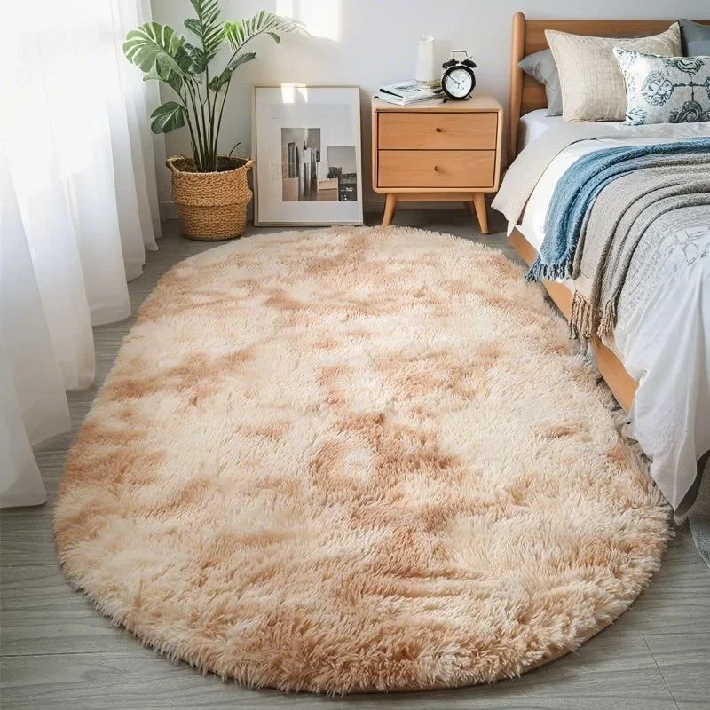 Fluffy Oval Plush Carpet Extra Soft Rug For Living Room ,Sofa Area, Bedroom, Non-Slip Shaggy Floor Mat.