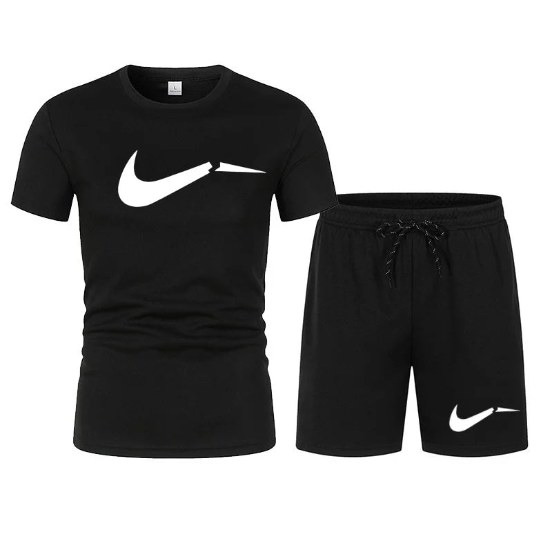 2026 men's summer T-shirt and shorts set, casual and fashionable short sleeved T-shirt combination.