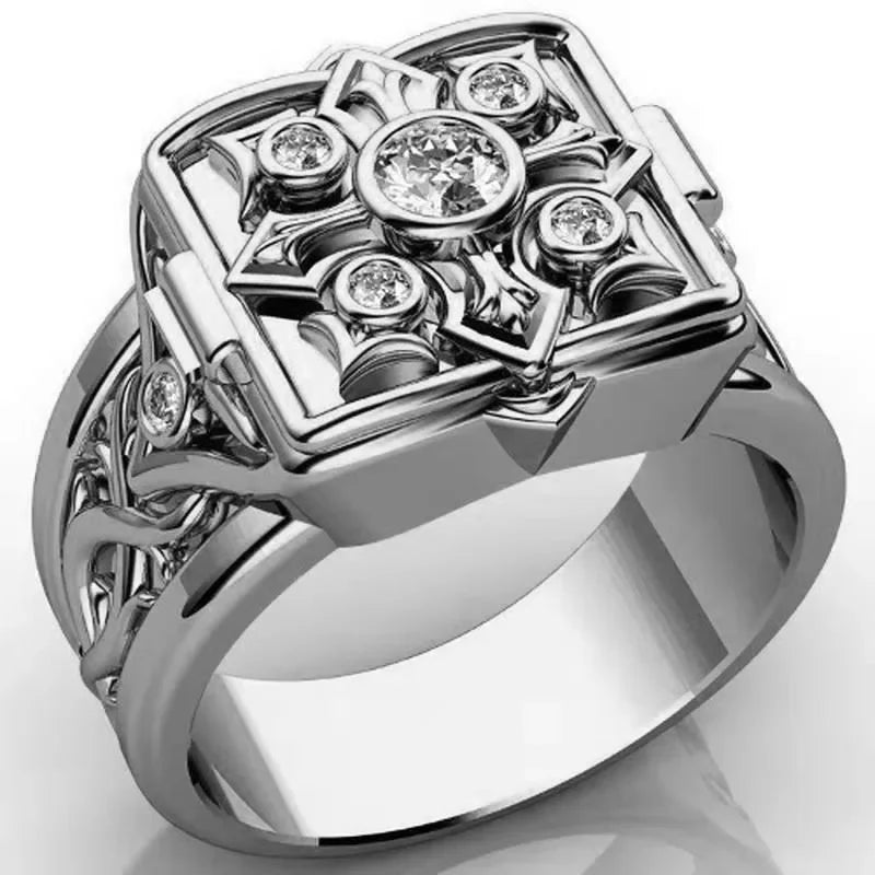 New Hot Sale Fashion Retro Style Square Black Mirror Men Ring.
