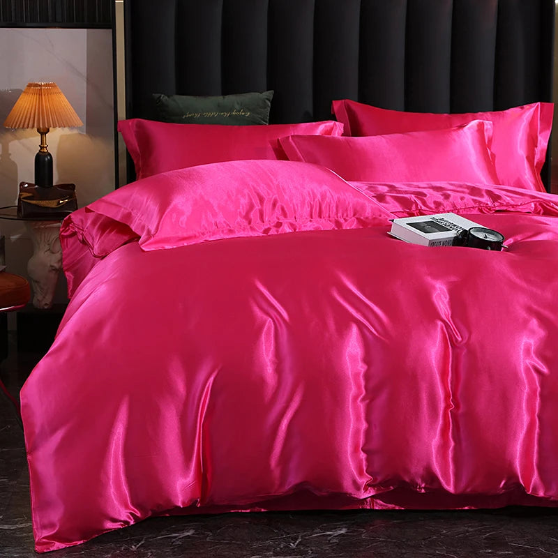 Luxury Satin  Bedding  With Fitted Sheet, Duvet Cover ,High End Bedding Sets