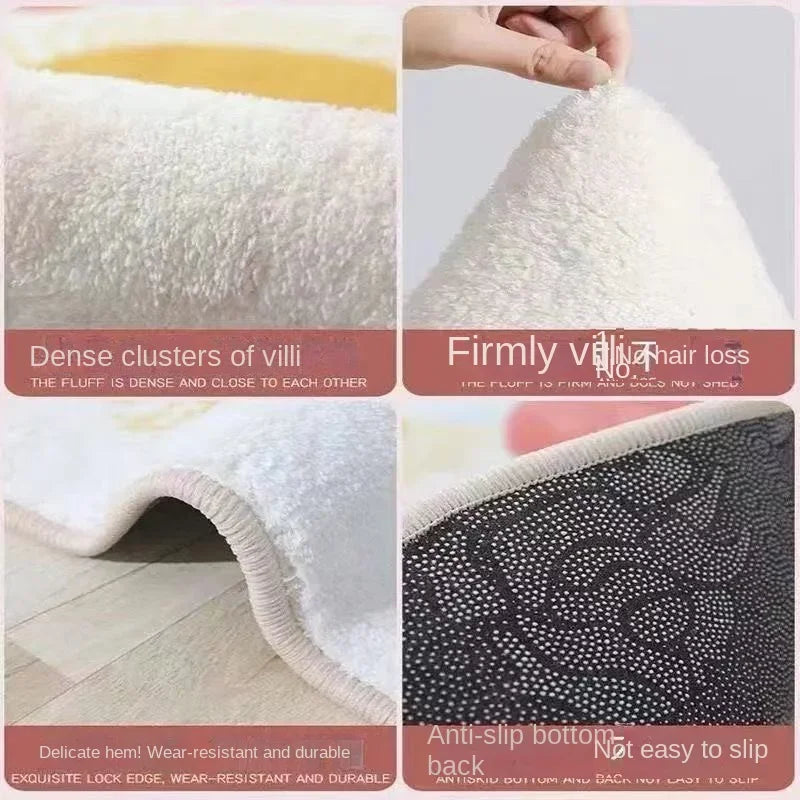 VIKAMA Flannel Fabric Carpet Oval-Shaped Anti-Slip Carpet High-End Texture.