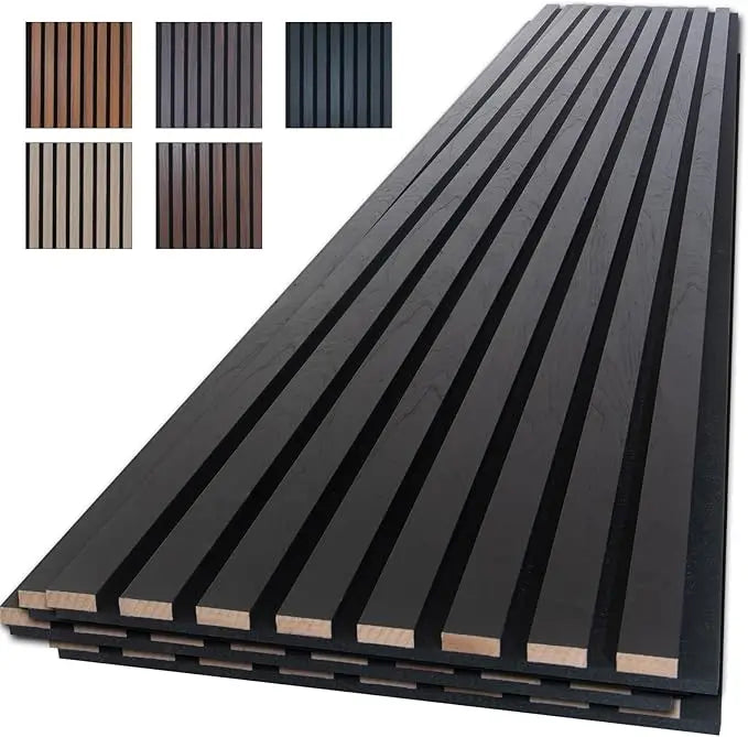 Panels for Wall, 4-Piece 96" x 12.6" Soundproof Wood Slat Panel ,for Interior Wall Decor. (Dark Walnut)