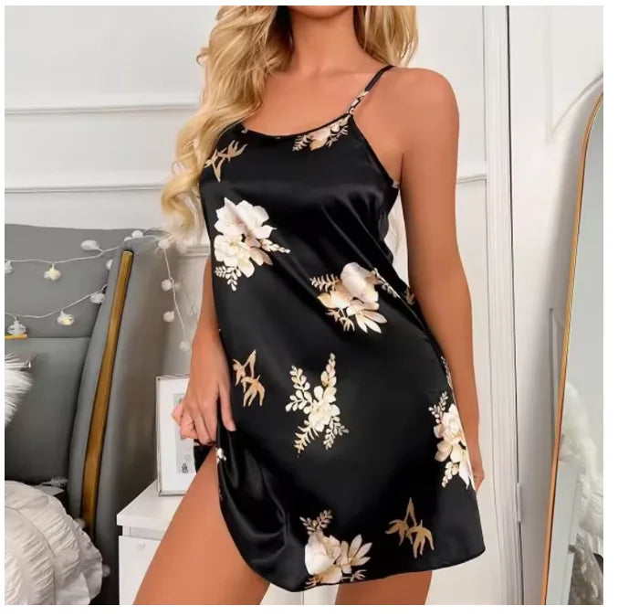 Women Nightwear Clothes Sexy Black Nightdress For Woman