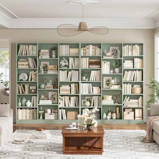 6 Tier Large Bookshelf, Triple Wide Bookcase with 17 Open Shelves, 74'' Tall for Living Room Home Office.