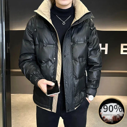 White Duck Down Jacket Men's  Luxury  Leather Windproof Coat