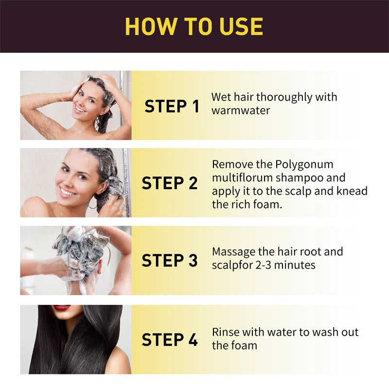 3 In 1 Instant Coloring Shampoo, Change Hair Color Gray Hair to Black, Natural Black Color for Men, Women Hair Dye.