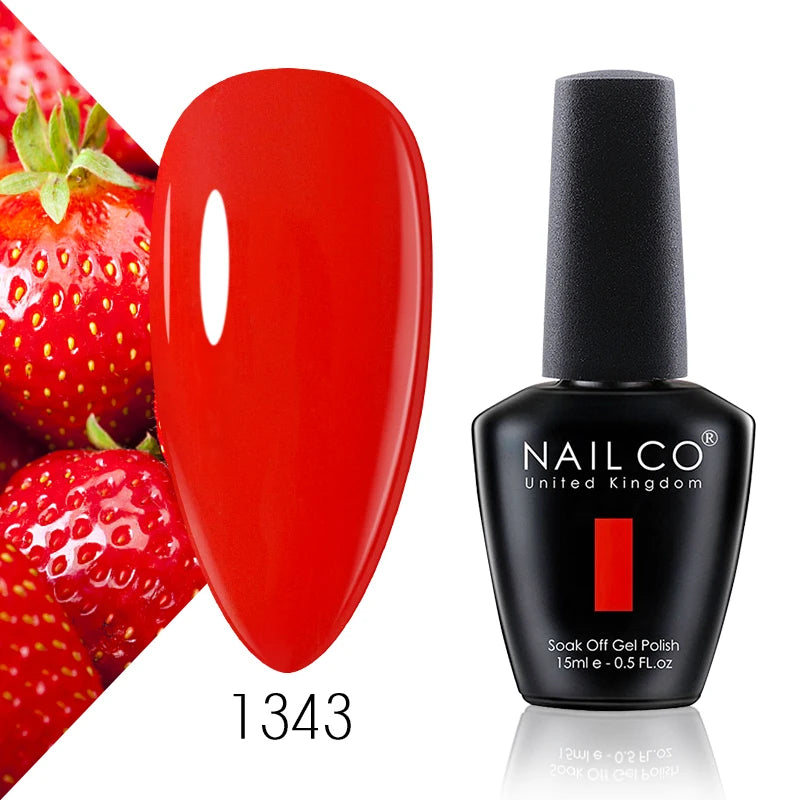NAILCO 15ml Color Gel Nail Polish Soak Off, Hybrid Varnishes Manicure, UV&LED Nail Gel Semi Permanent Lacquer Base Top Coat.